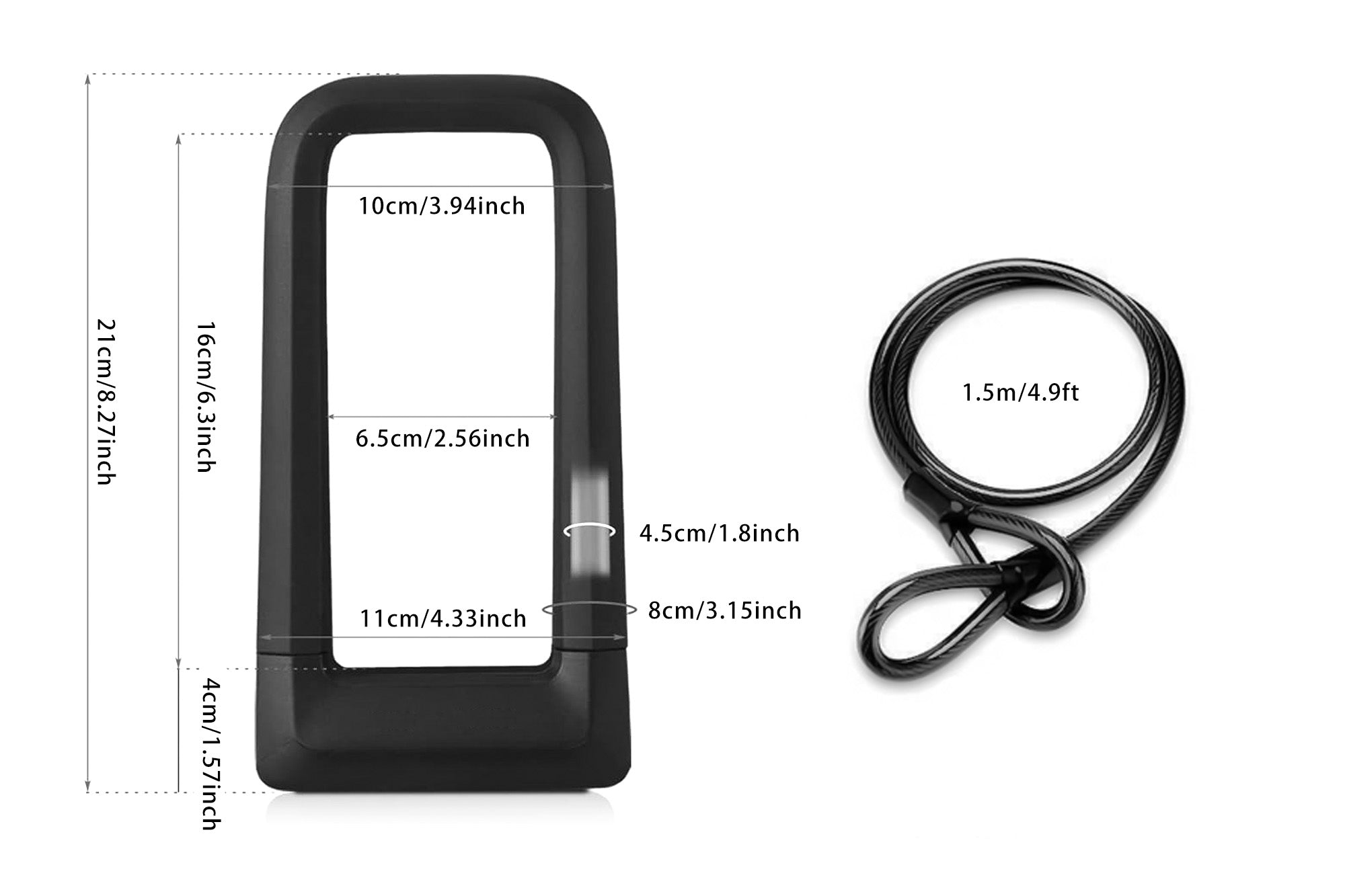 Heavy Duty U Lock With Cable