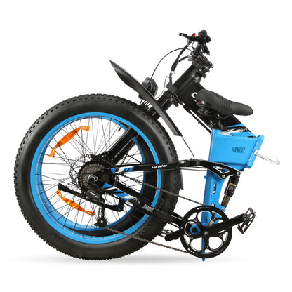 Cyrusher Bandit, Folding Ebike (Blue Folded)