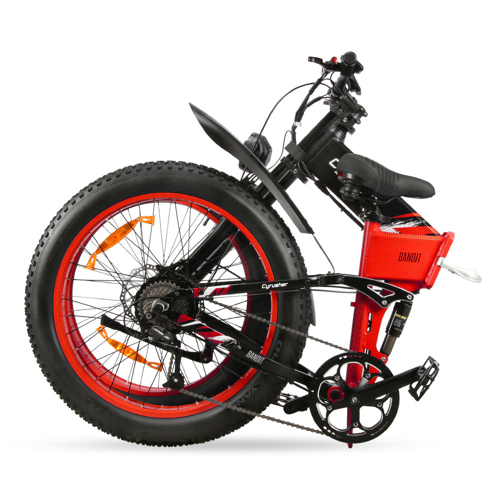 Cyrusher Bandit, Folding Ebike (Red Folded)